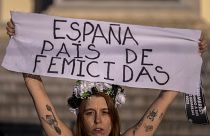Femen-Demo gegen Gewalt gegen Frauen in Madrid Ende Januar