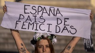 Femen-Demo gegen Gewalt gegen Frauen in Madrid Ende Januar