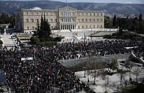 Γενική άποψη από την συγκέντρωση διαμαρτυρίας στο Σύνταγμα,ως αντίδραση στο πιο πολύνεκρο σιδηροδρομικό δυστύχημα