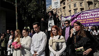 Protesters took to the streets of Athens on Wednesday to protest last week's crash.