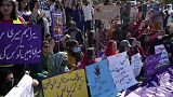 Activists take part in a rally to mark International Women's Day, in Islamabad, Pakistan, Wednesday, March 8, 2023. 