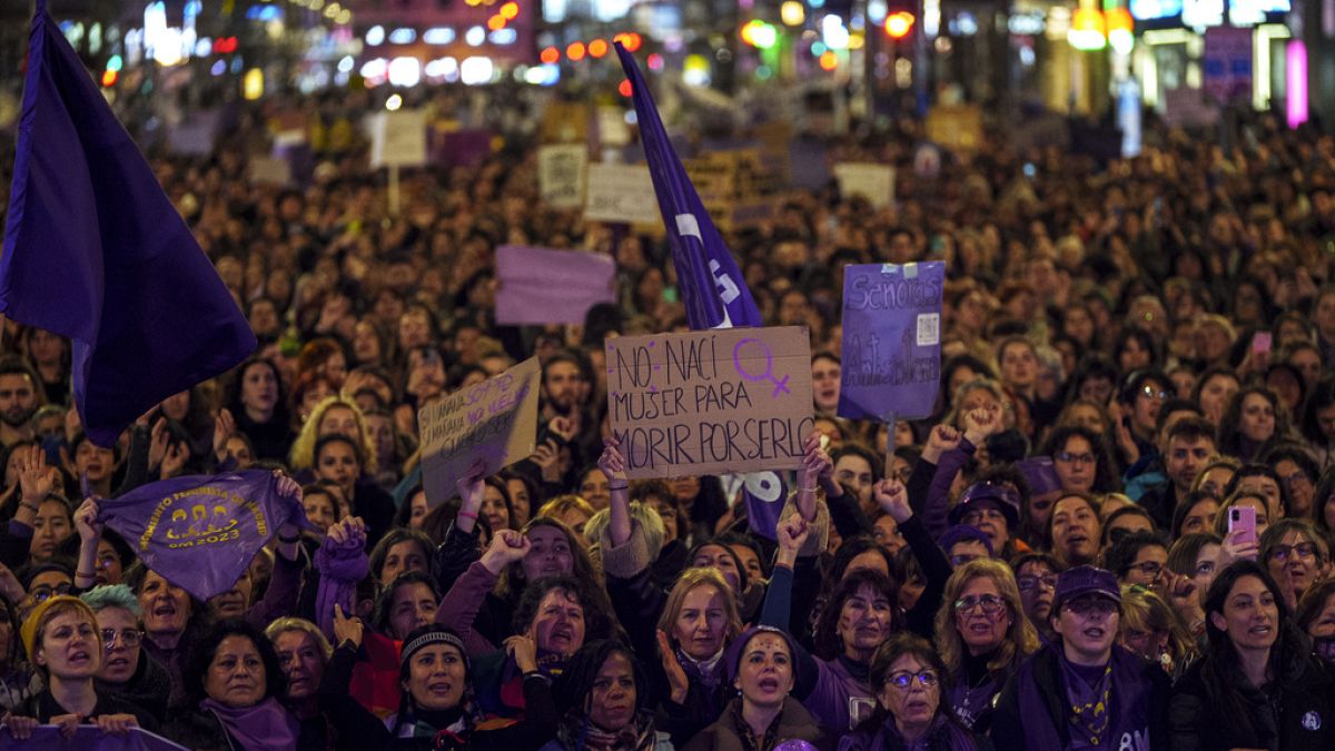 Manifestation à Madrid à l'occasion de la journée internationale des droits des femmes