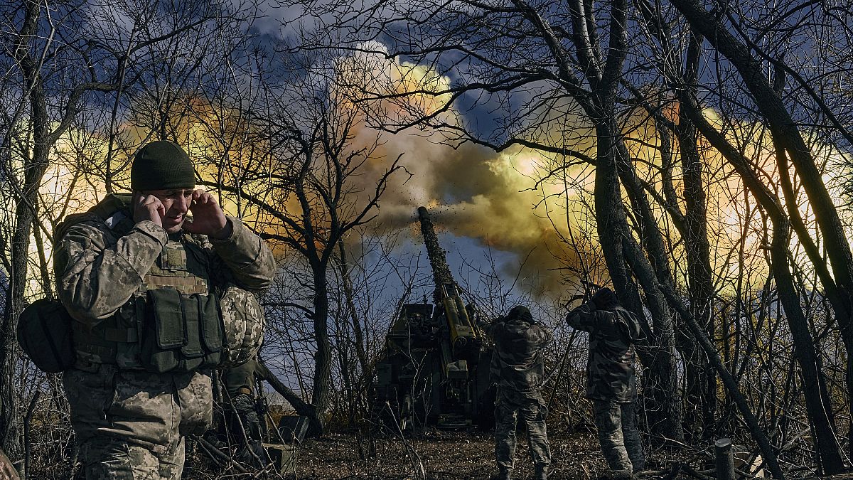 Soldados en el frente en Ucrania.