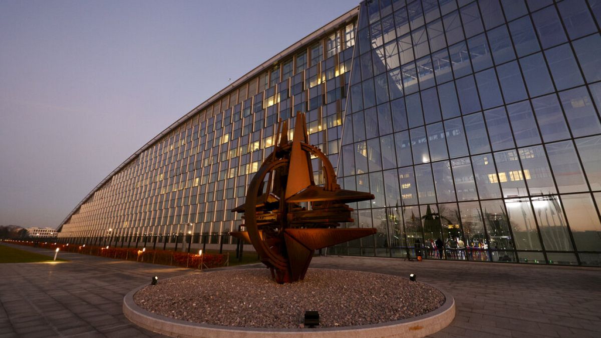  NATO star sculpture and the Alliance headquarters