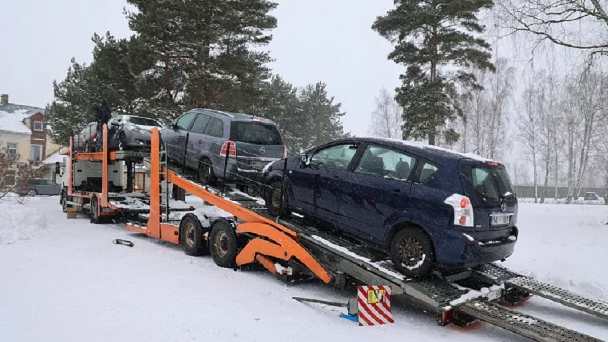 The first eight cars confiscated from drunk drivers are on their journey from Latvia to Ukraine.   -  