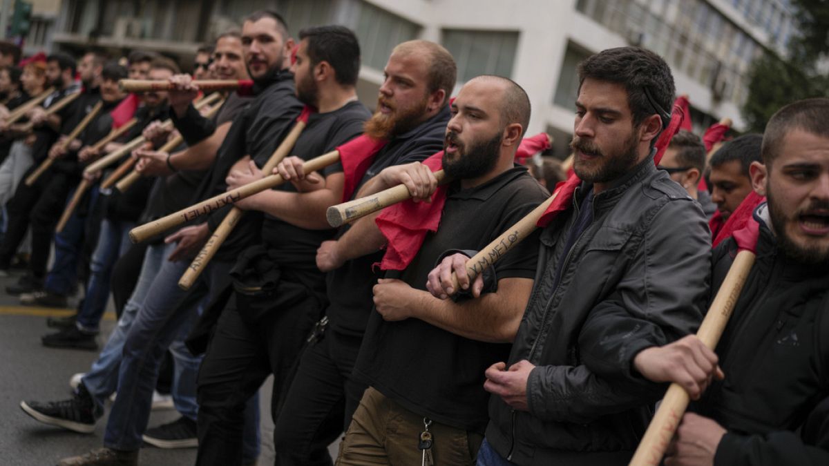 Στιγμιότυπο από την πορεία των φοιτητών στην Αθήνα