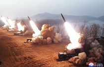  An intercontinental ballistic missile Hwasong-15 launched at the international airport of Pyongyang in North Korea in 2023.