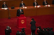 Xi Jinping bei seiner Vereidigung vor dem Volkskongress in Peking