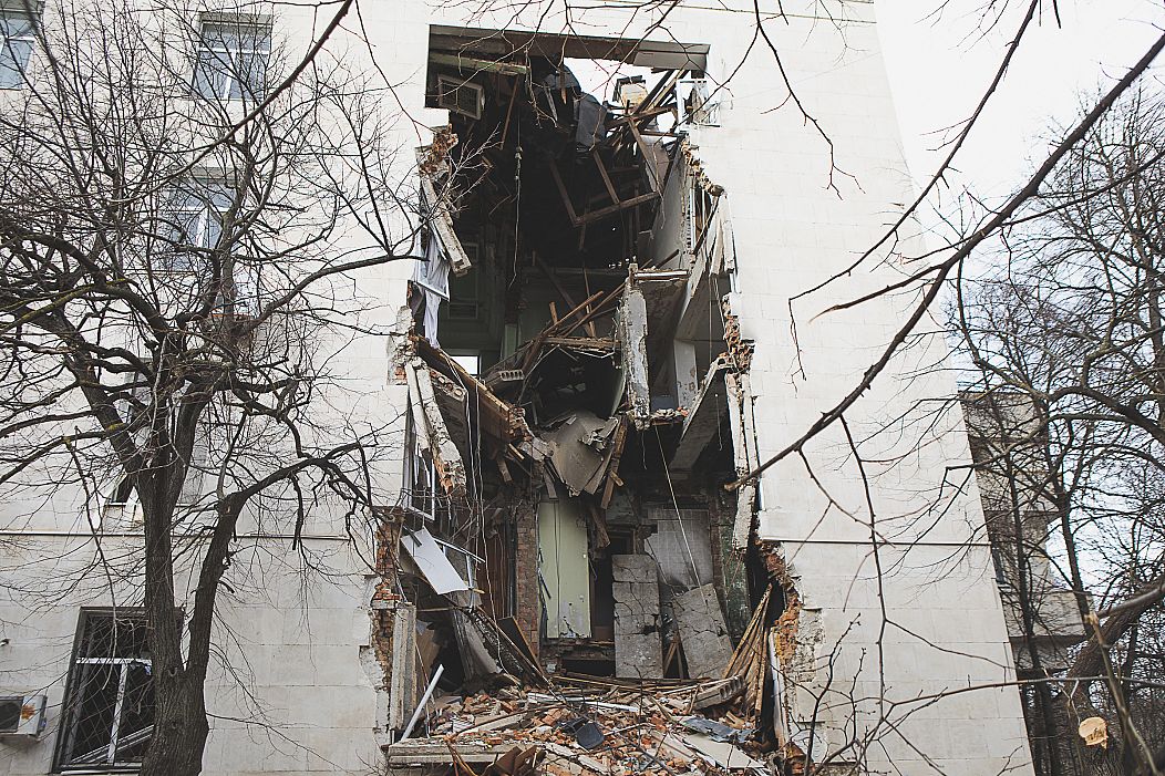 The Kherson Regional State Administration building was damaged after being hit by a missile, Kherson, Ukraine, 2023