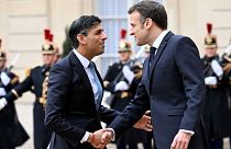 Rishi Sunak, le Premier ministre britannique, lors de sa réception à l'Elysée le 10 mars 2023 par le président français Emmanuel Macron 