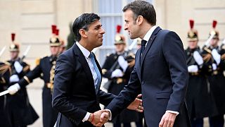 Rishi Sunak, le Premier ministre britannique, lors de sa réception à l'Elysée le 10 mars 2023 par le président français Emmanuel Macron 
