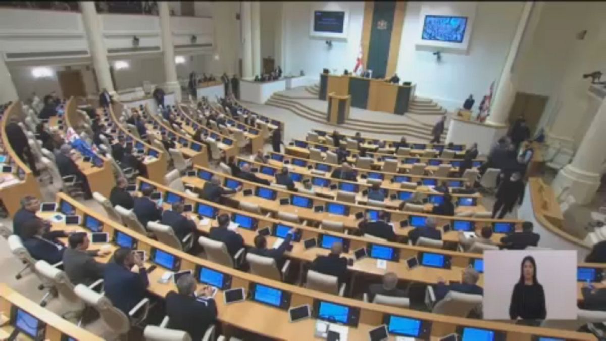 A grúz parlament tbiliszi ülésterme.