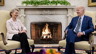 Ursula von der Leyen et Joe Biden, vendredi 10 mars 2023 à Washington (Etats-Unis).
