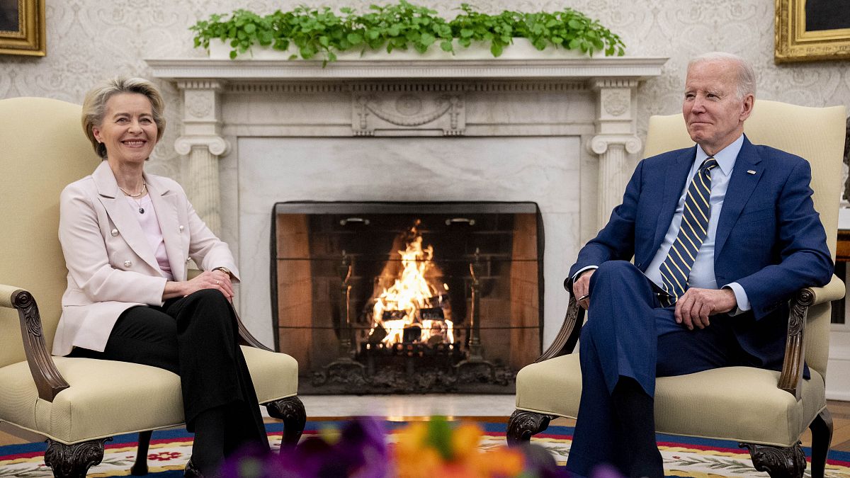 O πρόεδρος των ΗΠΑ Τζο Μπάιντεν και η πρόεδρος της Κομισιόν Ούρσουλα Φον ντερ Λάιεν στον Λευκό Οίκο