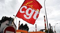 Bandera del sindicato CGT en la refinería de Grandpuits, 23/5/2016