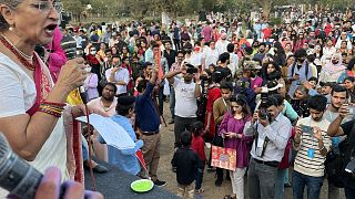 Un momento della manifestazione di Karachi. (12.3.2023)