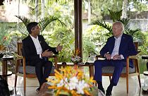 Primeiro-ministro do Reino Unido, Rishi Sunak, com Joe Biden, presidente dos EUA