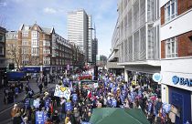 Manifestação de médicos em greve no Reino Unido