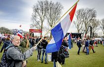 Members and supporters of the Farmers Defense Force (FDF) demonstrate against the government's nitrogen policy in the Zuiderpark in The Hague.