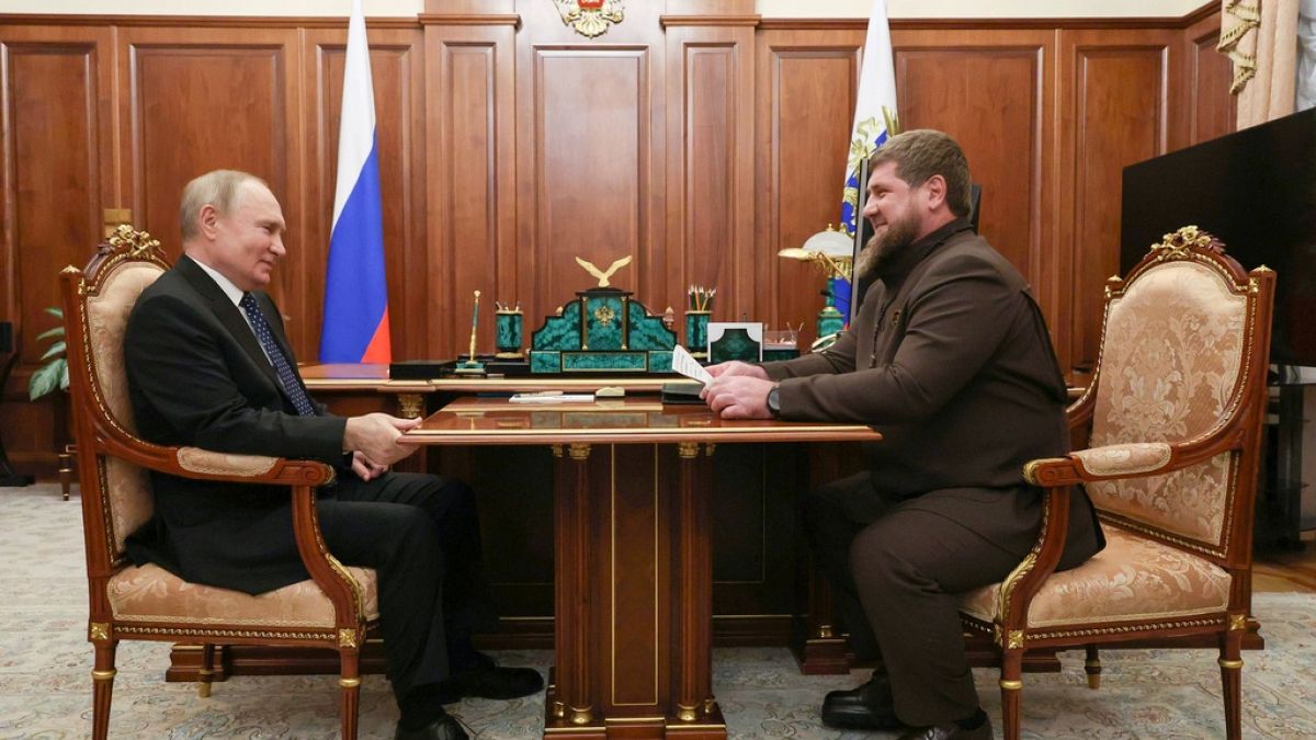 رئيس الشيشان رمضان قديروف مع الرئيس الروسي فلاديمير بوتين في موسكو
