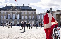 The scene at Amalienborg Palace Square, in Copenhagen, Denmark, April 16, 2020.