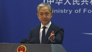 El portavoz del ministerio de Asuntos Exteriores de China, Wang Wenbin, durante una rueda de prensa en la oficina del ministerio de Asuntos Exteriores en Pekín.