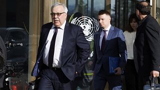 El videministro de Asuntos Exteriores de Rusia a su salida de la sede de la ONU en Ginebra.