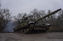 Ukrán tank Bahmut közelében március 8.-án