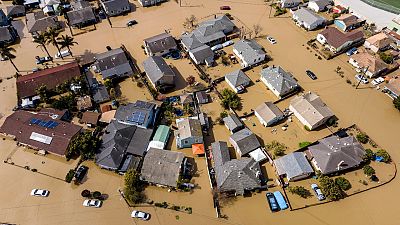 Hochwasser in der Gemeinde Pajaro in Monterey County, Kalifornien 