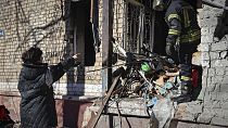 Zerstörtes Wohnhaus in Kramatorsk in der Ukraine