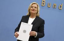 The parliamentary commissioner for the German military Eva Hoegl presents her annual report during a news conference in Berlin, Germany, Tuesday, March 14, 2023
