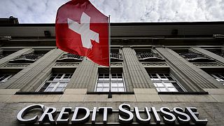 A l'extérieur du Crédit Suisse à Berne (Suisse), le 08/05/2014