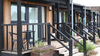 Modular housing units in Cambridge run by the homelessness charity Jimmy's.