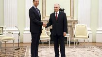 Le président syrien Bachar al Assad (à g.) invité du président russe Vladimir Poutine (à dr.), à Moscou , le 15/03/2023