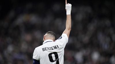 Madrids Karim Benzema jubelt