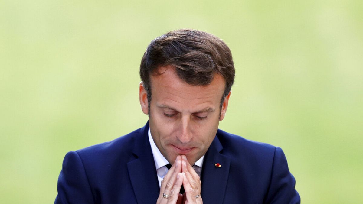 Macron at the Elysee Palace in Paris, Monday, June 29, 2020. 