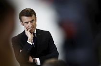 FILE- French President Emmanuel Macron. Tuesday Feb. 28, 2023. French President Emmanuel Macron is facing a crucial test this week over his pension reform plans.