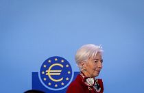 President of European Central Bank Christine Lagarde arrives for a press conference in Frankfurt, Germany, Thursday, March 16, 2023, after a meeting of the ECB.