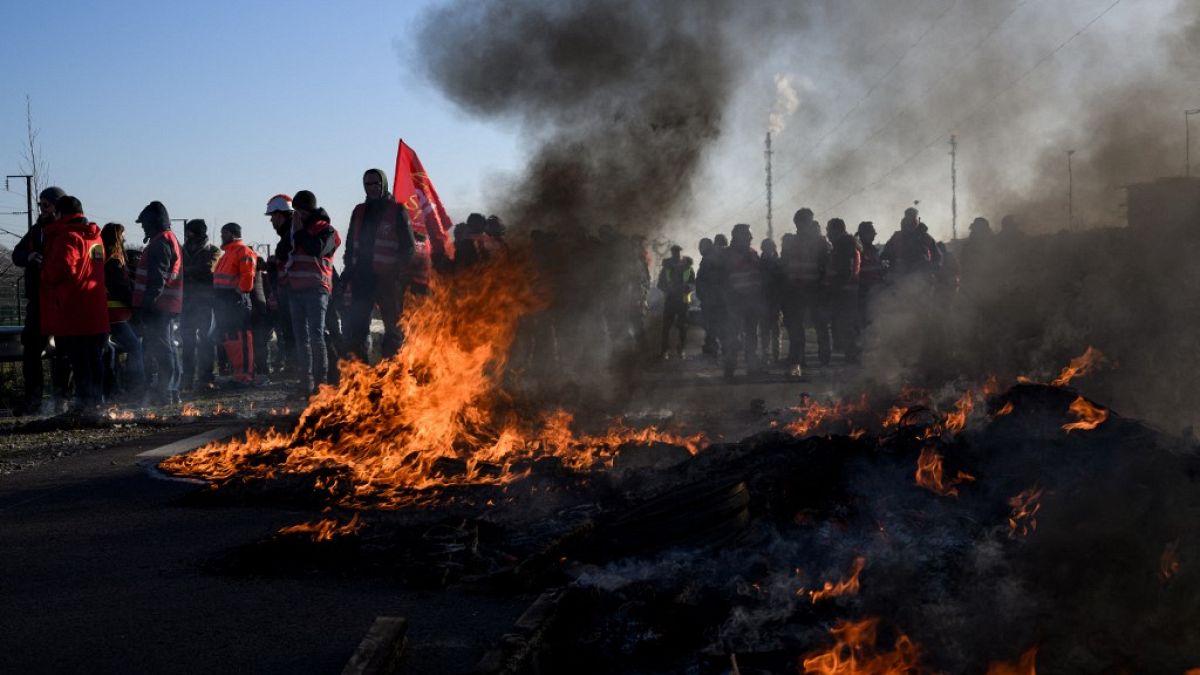 Burning detritus after pension reform protests in Paris