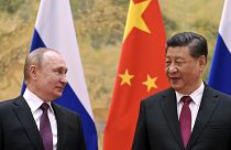 Russlands Präsident Wladimir Putin und der chinesische Präsident Xi Jinping während eines Treffens in Peking Anfang Februar 2022