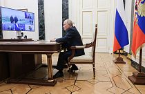 Ο Ρώσος πρόεδρος στη διάρκεια τηλεδιάσκεψης- εικόνα αρχείου