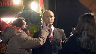 Восковая фигура, изображающая Владимира Путина, в музее в Санкт-Петербурге