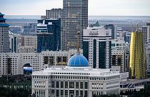 FILE - A view of the of Astana, former name Nur-Sultan, the capital of Kazakhstan with at the Presidential Palace in the center, on Monday, Sept. 12, 2022.