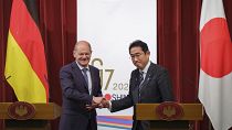Kanzler Scholz und der japanische Ministerpräsident Fumio Kishida an diesem Samstag in Tokio