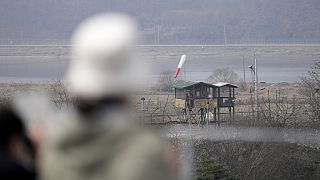 Südkoreanischer Militärwachposten im Imjingak-Pavillon in Paju, Südkorea, Montag, 20. März 2023