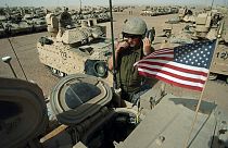 آلية أمريكية أثناء دخولها إلى العاصمة العراقية بغداد