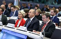 Dışişleri Bakanı Çavuşoğlu ve Avrupa Birliği (AB) Komisyonu Başkanı Ursula von der Leyen konferansta