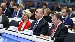 Dışişleri Bakanı Çavuşoğlu ve Avrupa Birliği (AB) Komisyonu Başkanı Ursula von der Leyen konferansta