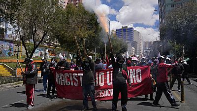 Protesters on the streets of La Paz.