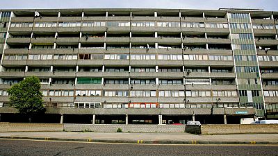 The facade of a block of flats is seen on the Aylesbury Estate in south London, Friday April 22, 2005. 
